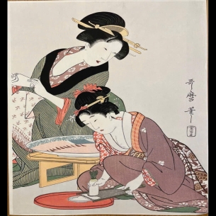 🌸 TRANH KHẮC GỖ NHẬT BẢN – CẢNH SINH HOẠT THANH NHÃ THỜI EDO 🌸
