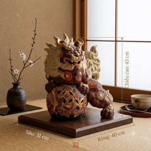 TƯỢNG SHISHI NHẬT BẢN – LINH THÚ HỘ PHÁP CƯỠI QUẢ CẦU