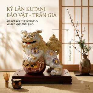 KỲ LÂN GỐM KUTANI NHẬT BẢN – LINH THÚ CHIÊU TÀI, TRẤN TRẠCH, CÁT TƯỜNG