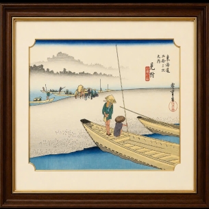 Tranh in khắc gỗ Nhật Bản - Tên tác phẩm: Mitsuke – Một cảnh trên tuyến đường Đông Hải Đạo (Tōkaidō) 