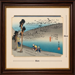 Tranh in khắc gỗ - Tên tác phẩm: Futagawa (二川) – Trạm nghỉ thứ 33 trên tuyến đường Tōkaidō