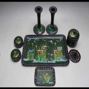✨ TUYỆT PHẨM CLOISONNÉ MEN ĐỒNG CỔ – BỘ SƯU TẬP 8 MÓN HOA CỎ & BƯỚM ✨