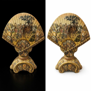 Quạt Satsuma - Quạt trang trí bằng gốm Satsuma, đồ cổ Satsuma