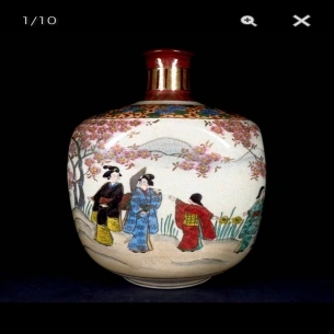 Bình Satsuma mini cổ - Chữ ký nghệ nhân Kinzan  hàng cổ