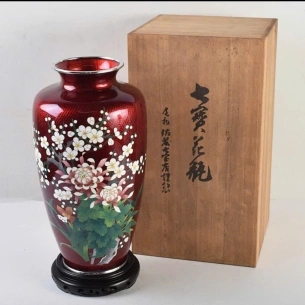 Bình Shippo đỏ vẽ chim hạc 