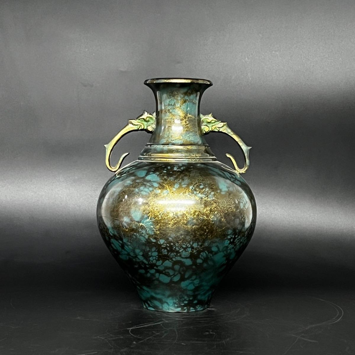 Bình đồng Takaoka hai tai loang xang vàng