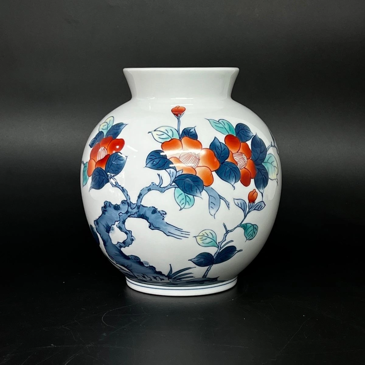 Bình gốm sứ Imari cổ màu cam đỏ Nhật Bản nguyên bản cổ
