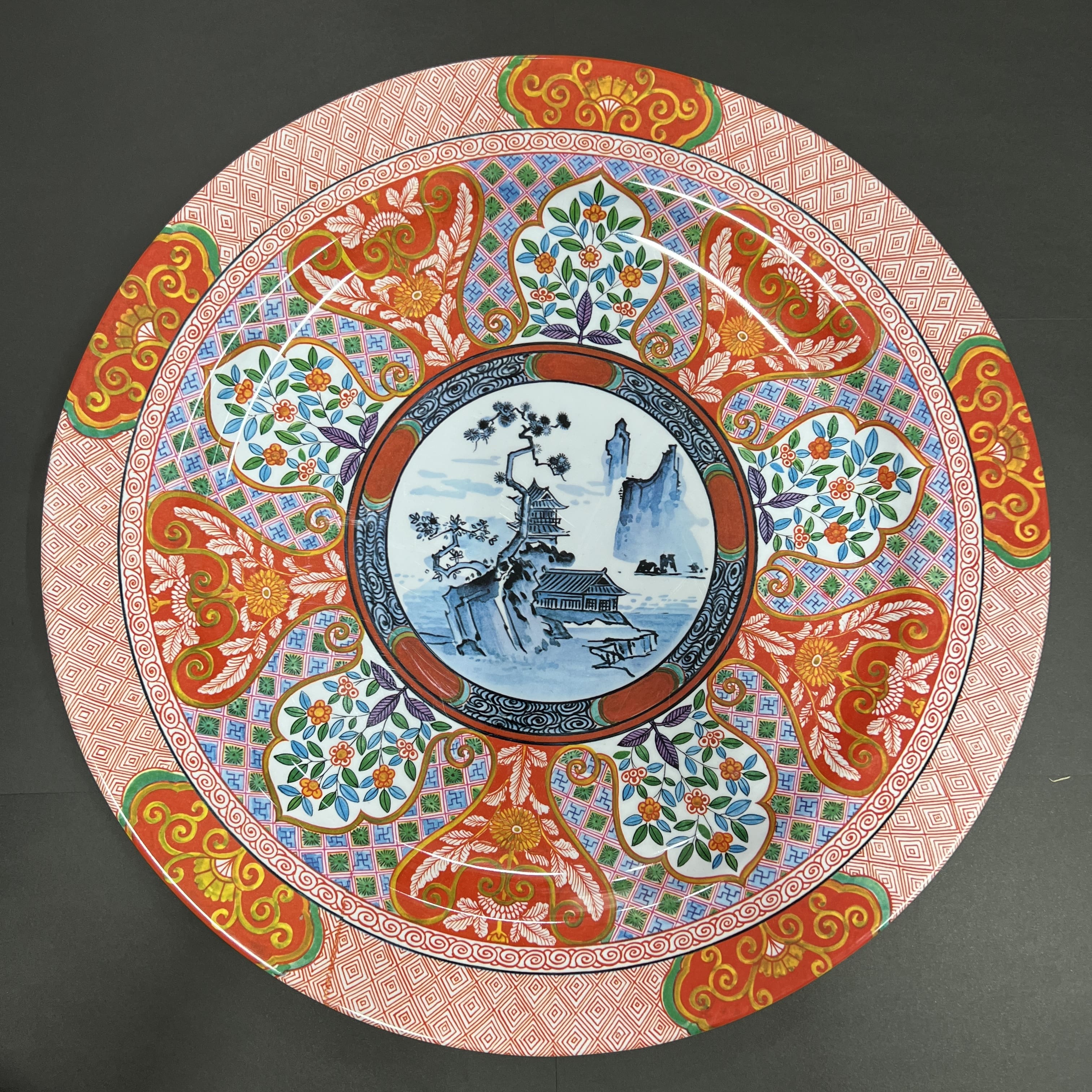 Đĩa nhựa Noritake hoạ tiết đỏ cam