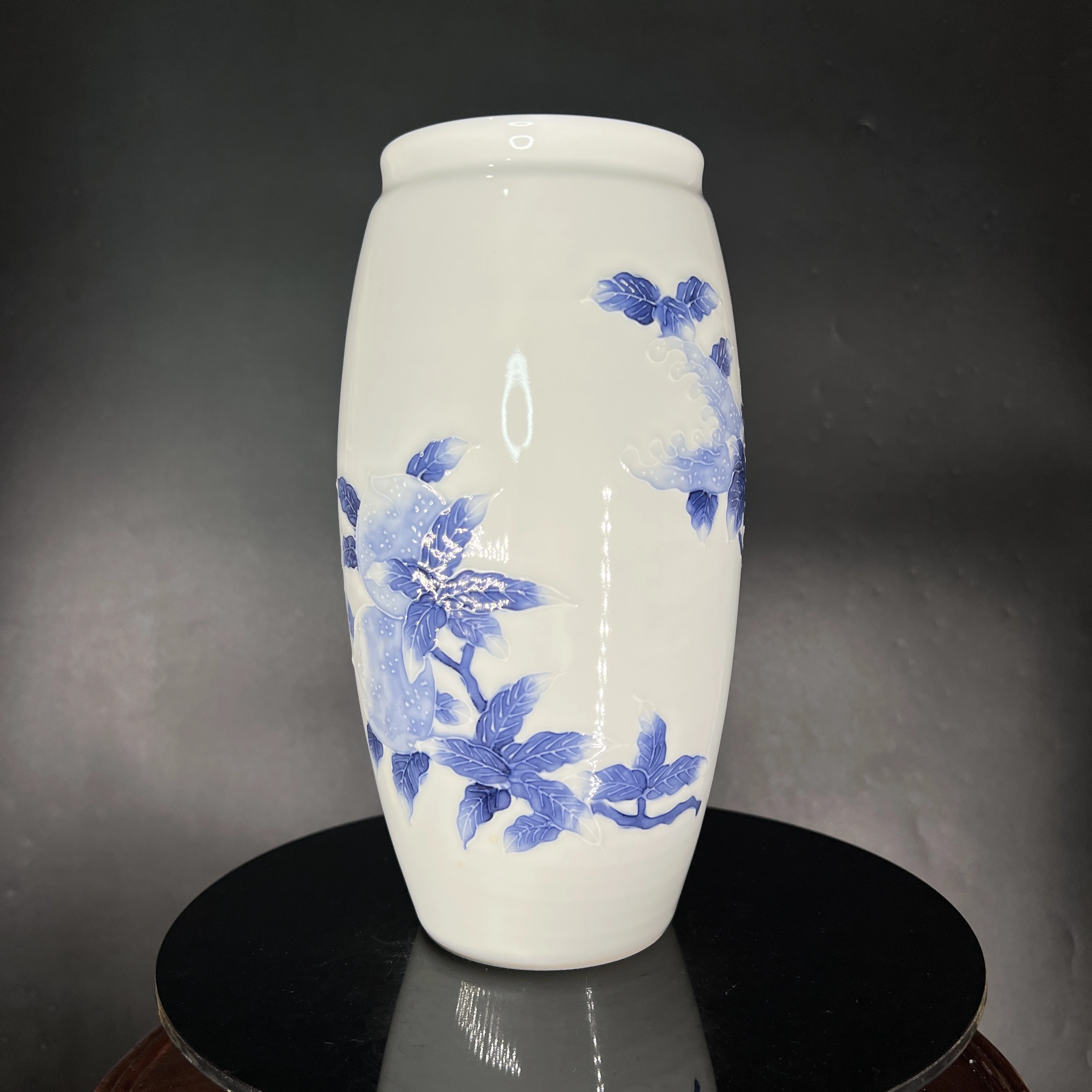 Bình hoa Imari xưa Nhật bản hoạ tiết hoa lá dáng hình trụ cổ điển