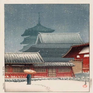 🏯 TRANH NHẬT BẢN – CHÙA TENNOJI OSAKA (BẢN IN MỚI – CHUẨN TREO ĐẸP) 🌙  