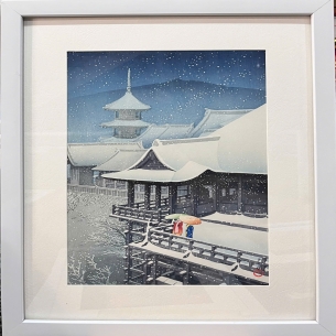 Tranh khắc gỗ ( bản gốc) - Tác phẩm: Tuyết mùa xuân tại chùa Kiyomizu - Kyoto