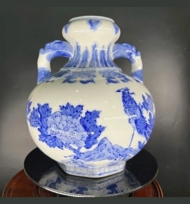 Bình hoa Arita Nhật bản hình trụ kiểu cổ điển sang trọng