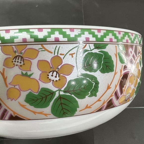 Tô sứ họa tiết hoa vàng lá xanh